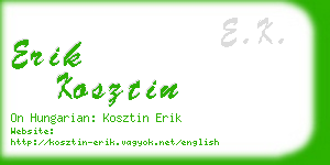 erik kosztin business card